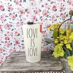 Rae Dunn Love Is Love Tumbler Insulated Stainless Steel Travel Mug Valentine Htf
